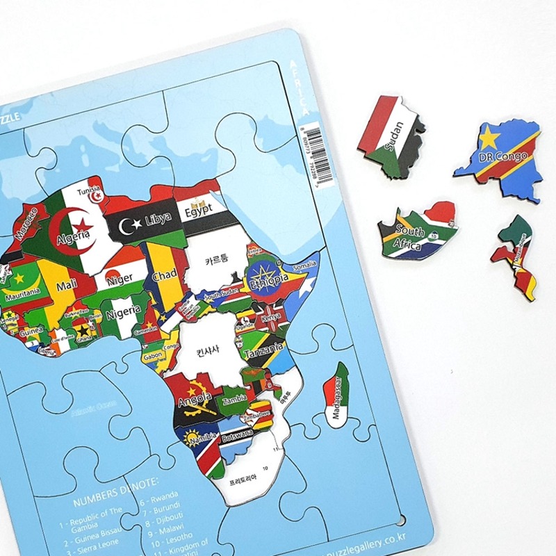 교육용 취미용 우드 퍼즐 목재 아프리카 지도 판퍼즐 ML02
