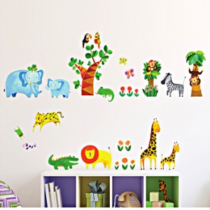 아이방 어린이집 벽면꾸미기 스티커 데코월스티커 트로피칼 정글